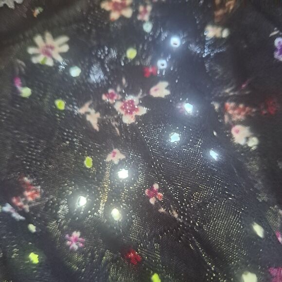 INDIGO ROSE Women's Baby Doll Top Plus 1X Flutter Sleeve Blouse  Black Floral - Picture 4 of 11